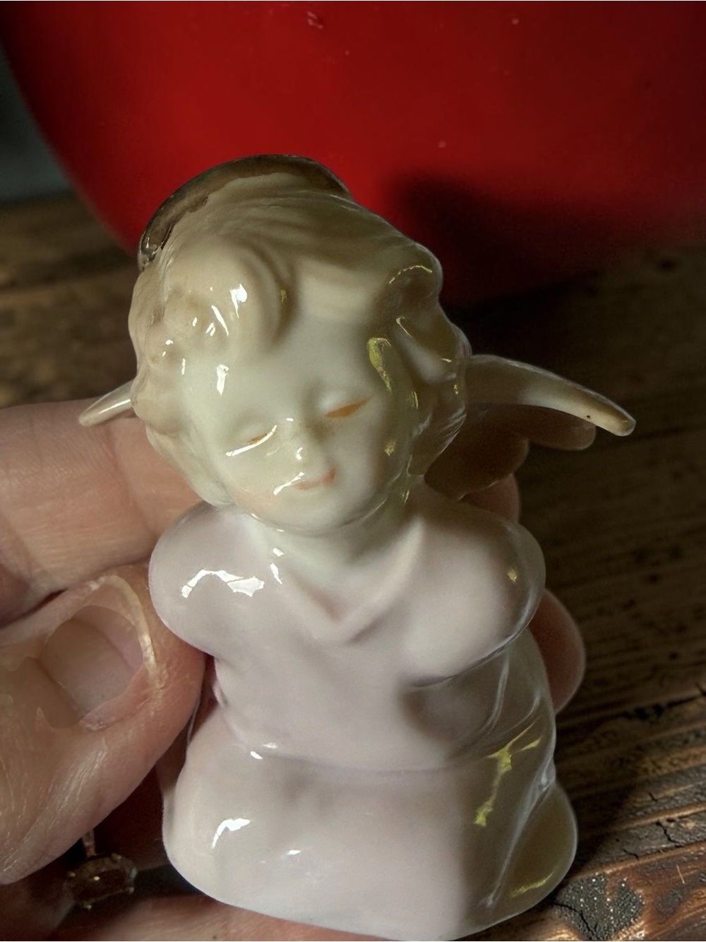 Vintage Russ Berrie Ceramic Cherub Angel Figurine Item 17179 Sleeping Angel